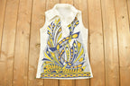 Vintage 1970s Abstract Print Sleeveless Tunic Blouse