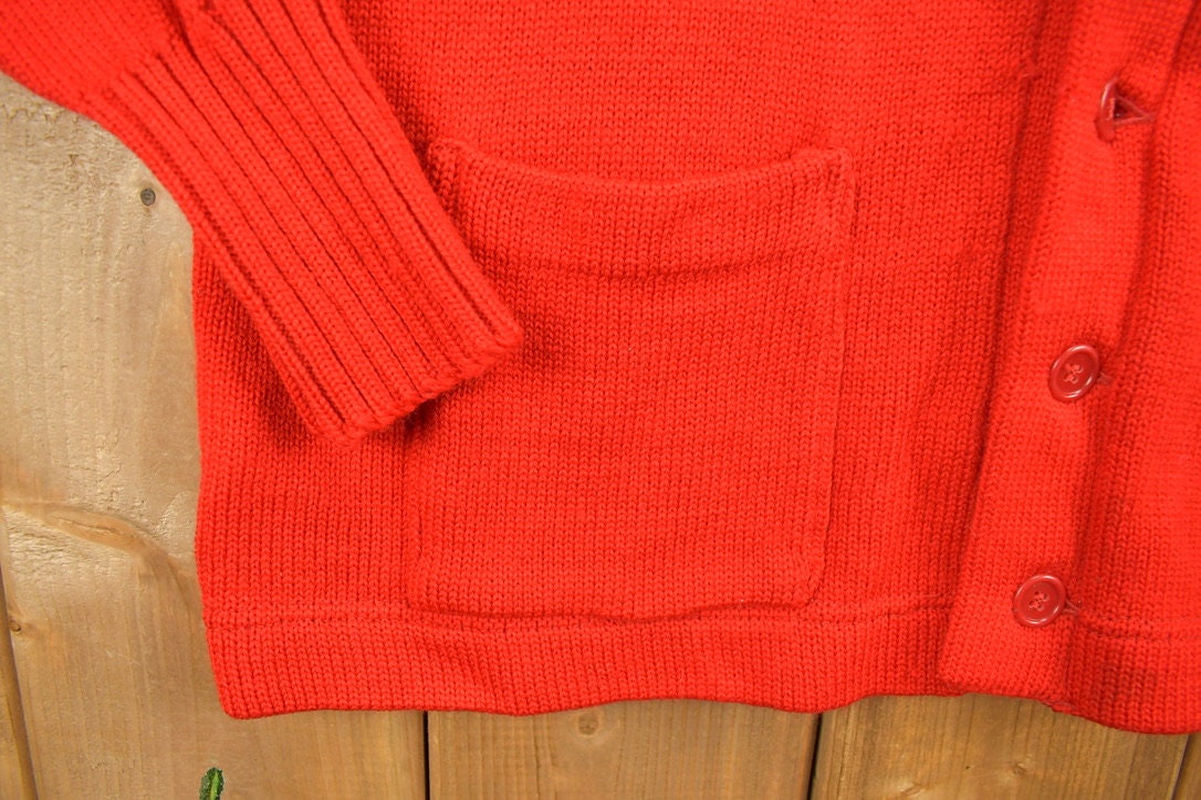 Vintage 1950s St. A Basketball Letterman Knit Cardigan Sweater
