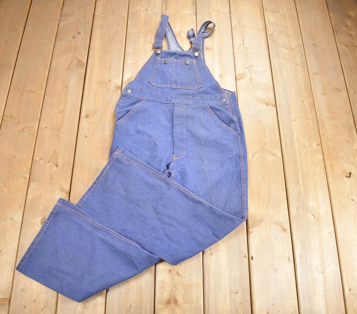 Vintage 1970s Womens's Contrast Stitch Denim Overalls