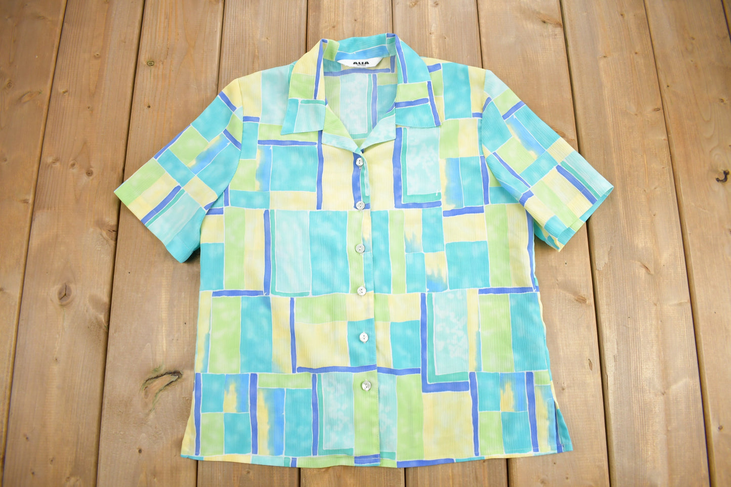 Vintage 1990s Alia Patchwork Button Up T Shirt