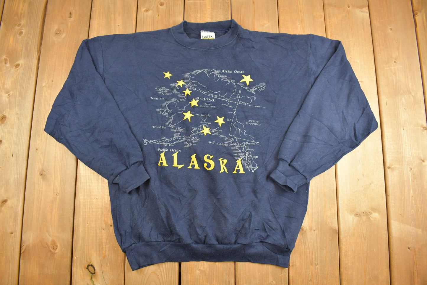 Vintage 1990s Alaska Map Adventure Crewneck Sweatshirt