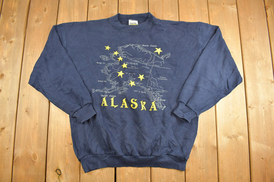 Vintage 1990s Alaska Map Adventure Crewneck Sweatshirt