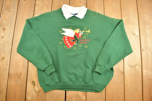 Vintage 1990s Peace On Earth Embroidered Collared Sweatshirt