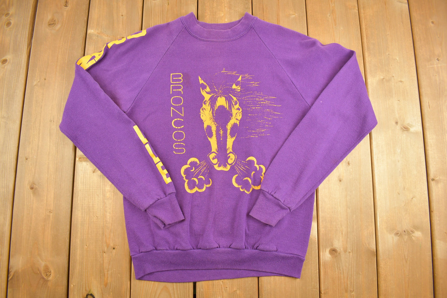 Vintage 1990s Orangeville Broncos Purple Collegiate Crewneck