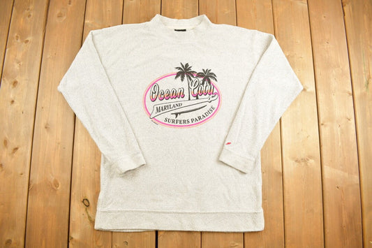 Vintage 1990s Ocean City Maryland Surfer Crewneck Sweatshirt