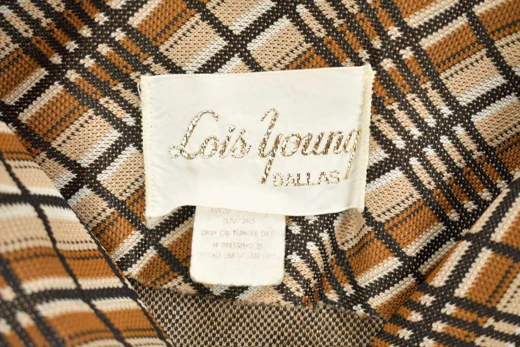 Vintage 1960s Plaid Striped Button Up Polyester Shirt