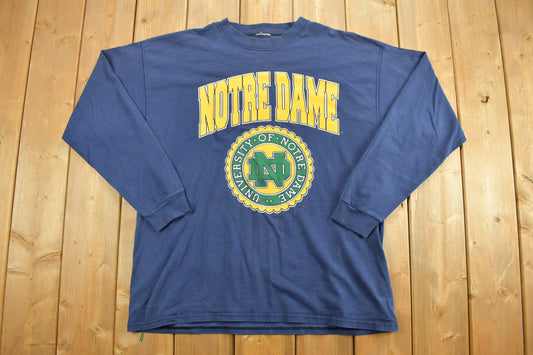 Vintage 1990s University Of Notre Dame Long Sleeve T-Shirt / Varsity Crest / Fightin Irish / 90s / Streetwear / Colligate / Football / Rudy