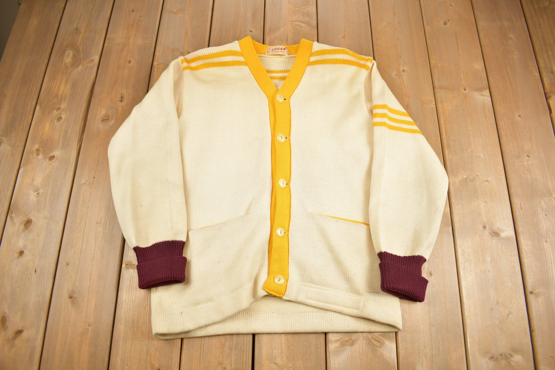 Vintage 1950s St.Ignatius Letterman Knit Cardigan Sweater