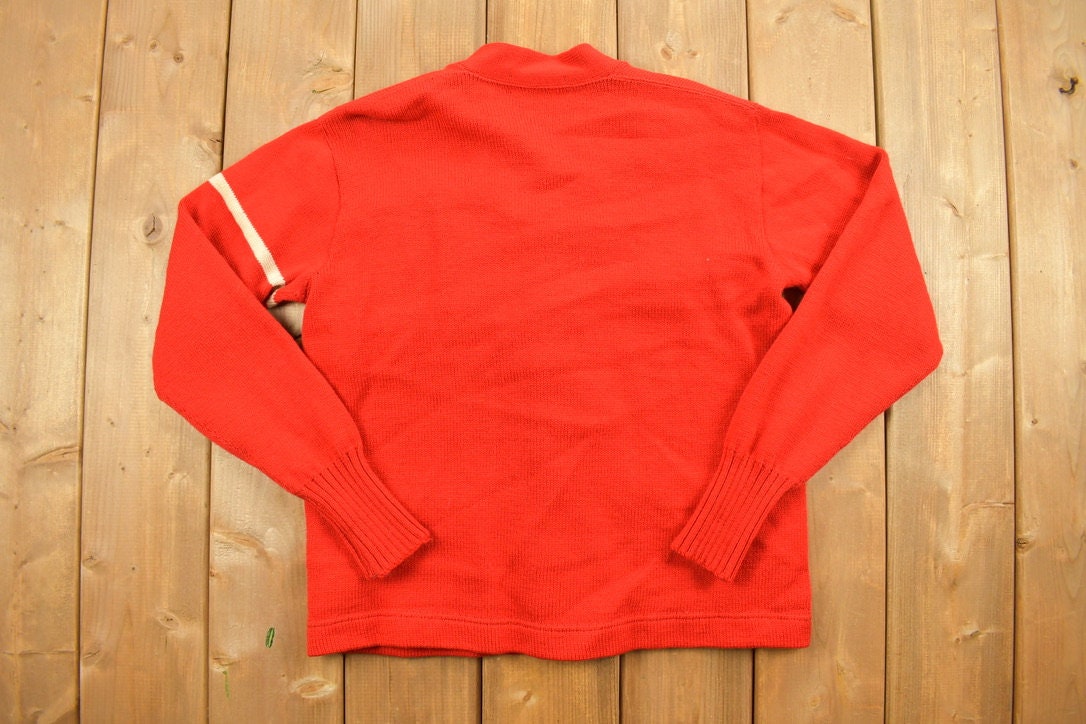 Vintage 1950s St. A Basketball Letterman Knit Cardigan Sweater
