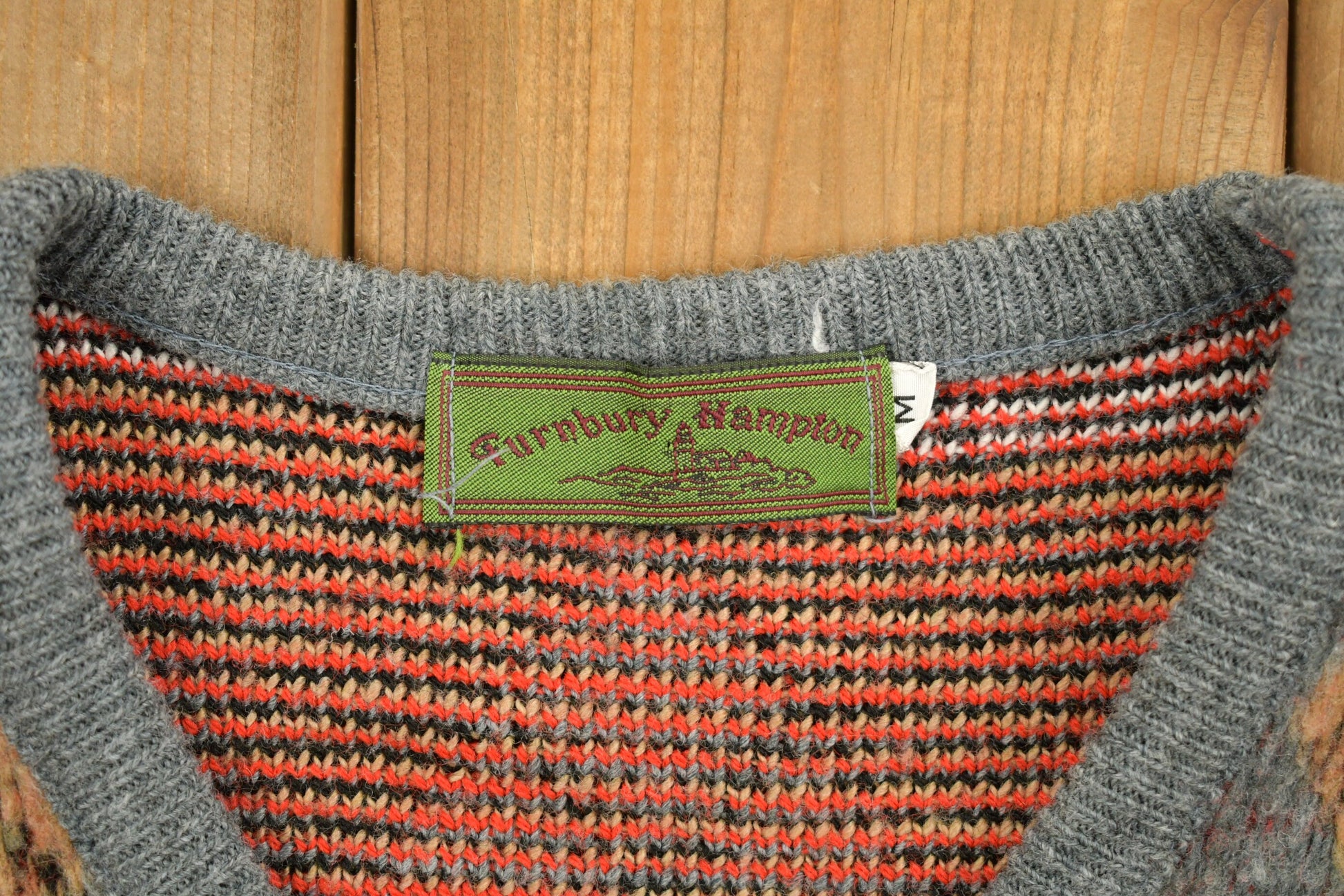 Vintage 1960s Argyle Knit V-Neck Sweater