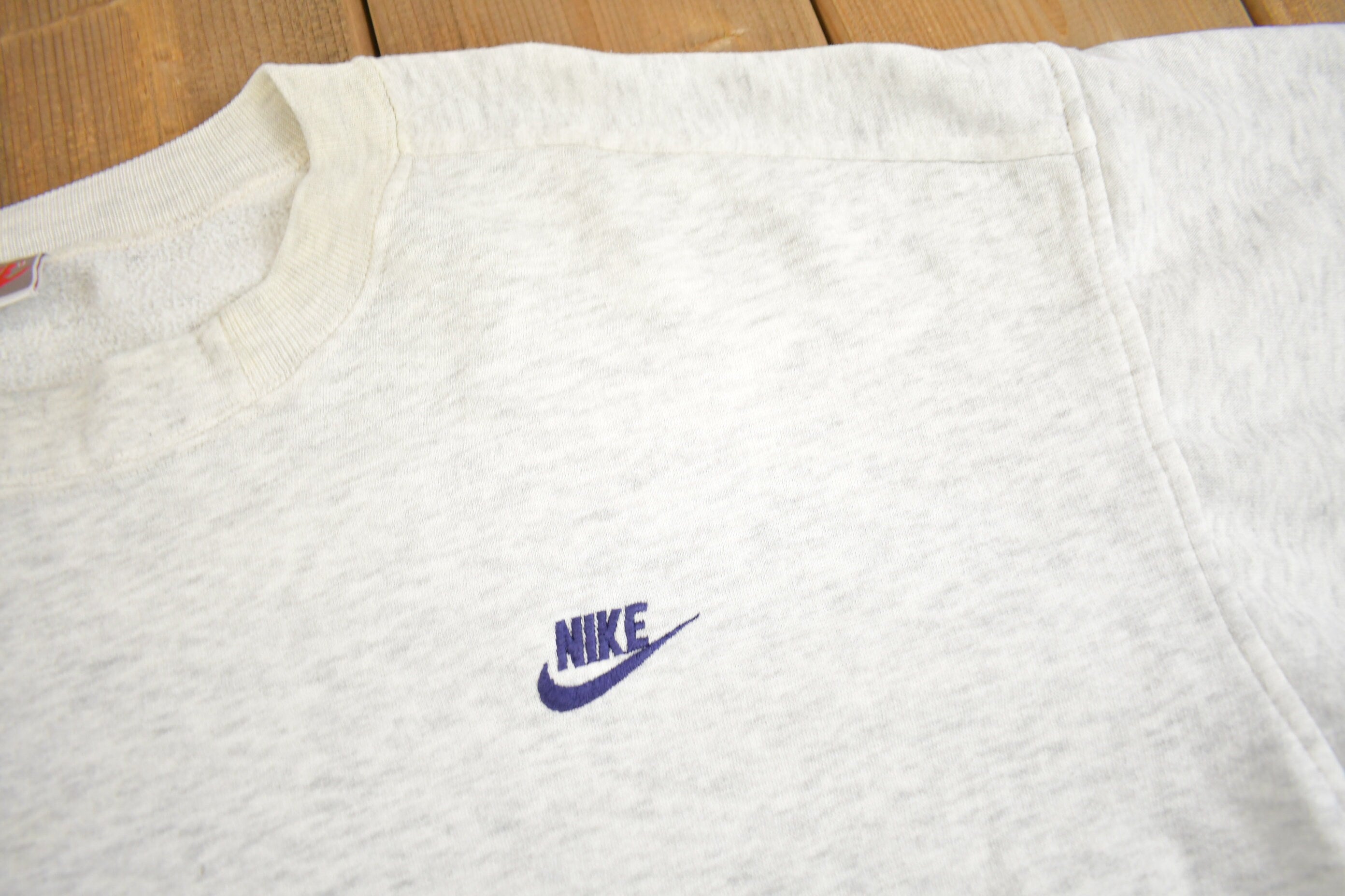 Vintage 1990s Nike Grey Tag Mini Logo Crewneck Sweatshirt