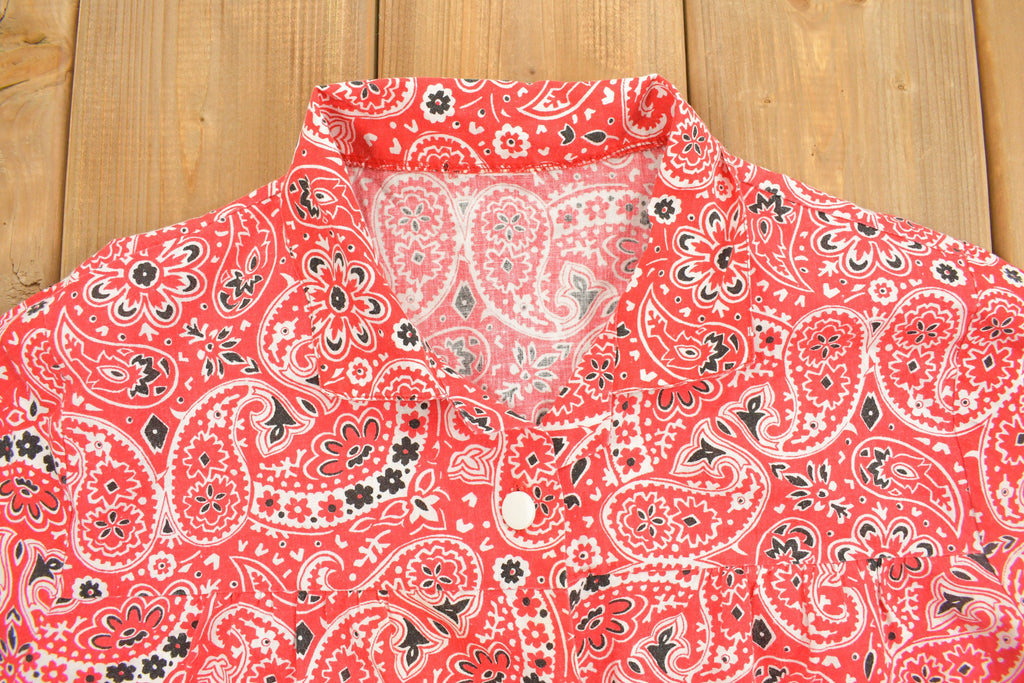 Vintage 1970s Red Paisley Button Up Shirt
