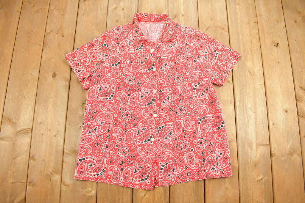 Vintage 1970s Red Paisley Button Up Shirt