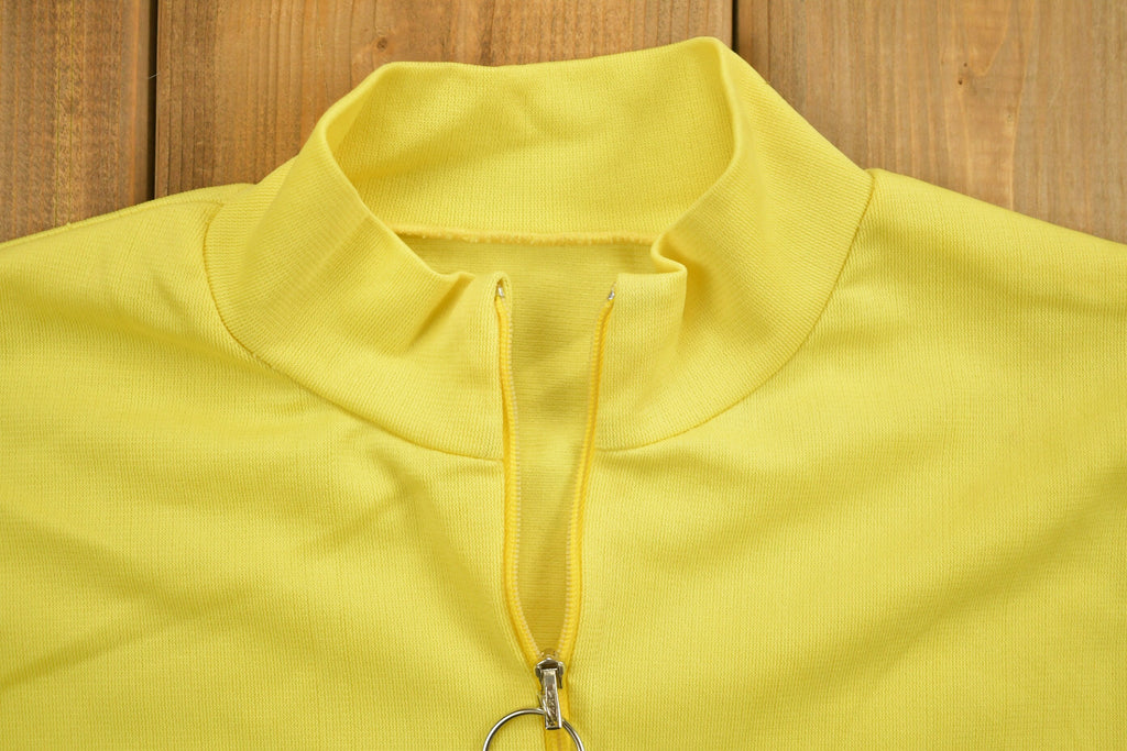 Vintage 1980s Women's Yellow Blank Sleeveless Zip Up Shirt