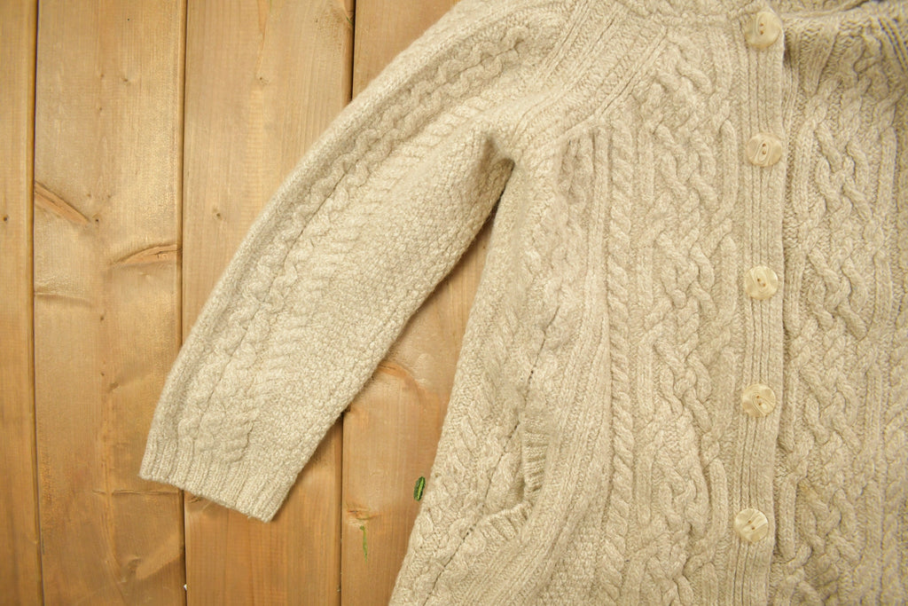 Vintage 1990s 3D Cable Knit Zip Button Up Pullover