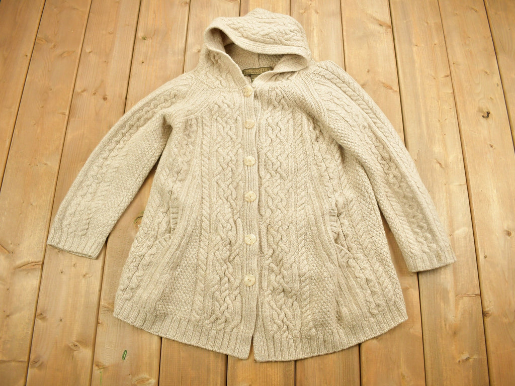 Vintage 1990s 3D Cable Knit Zip Button Up Pullover