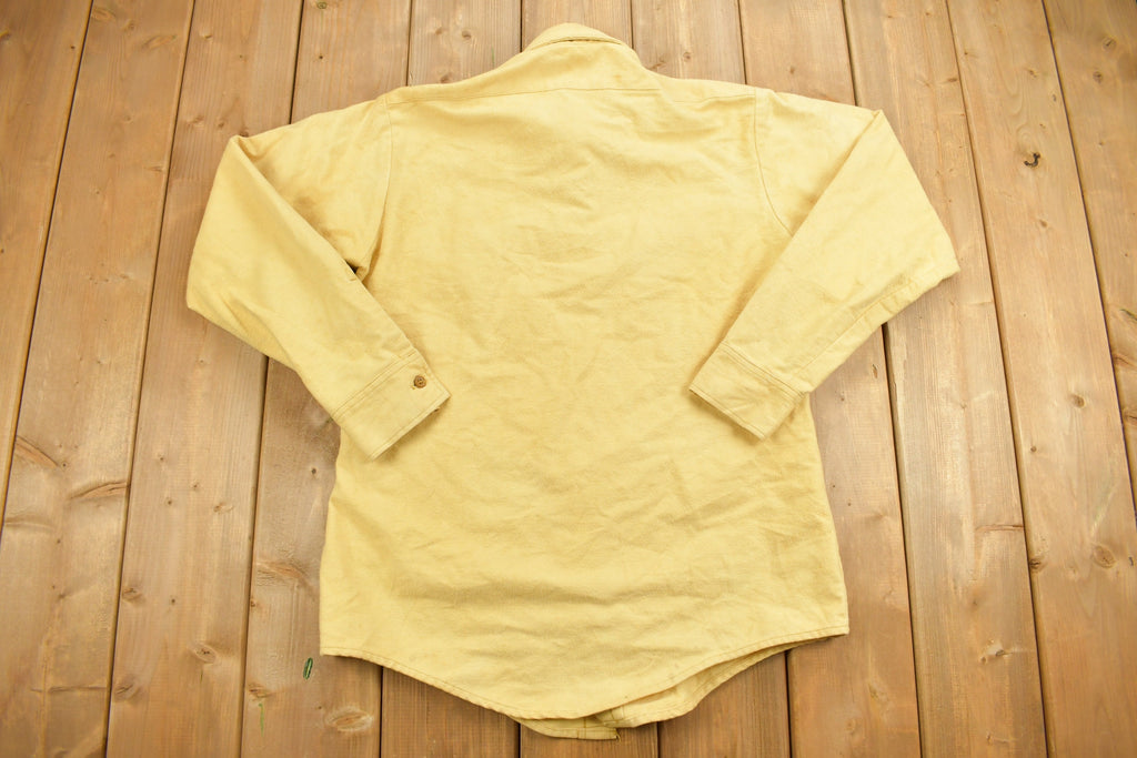 Vintage 1970s Duxbak Blank Yellow Button Up Shirt