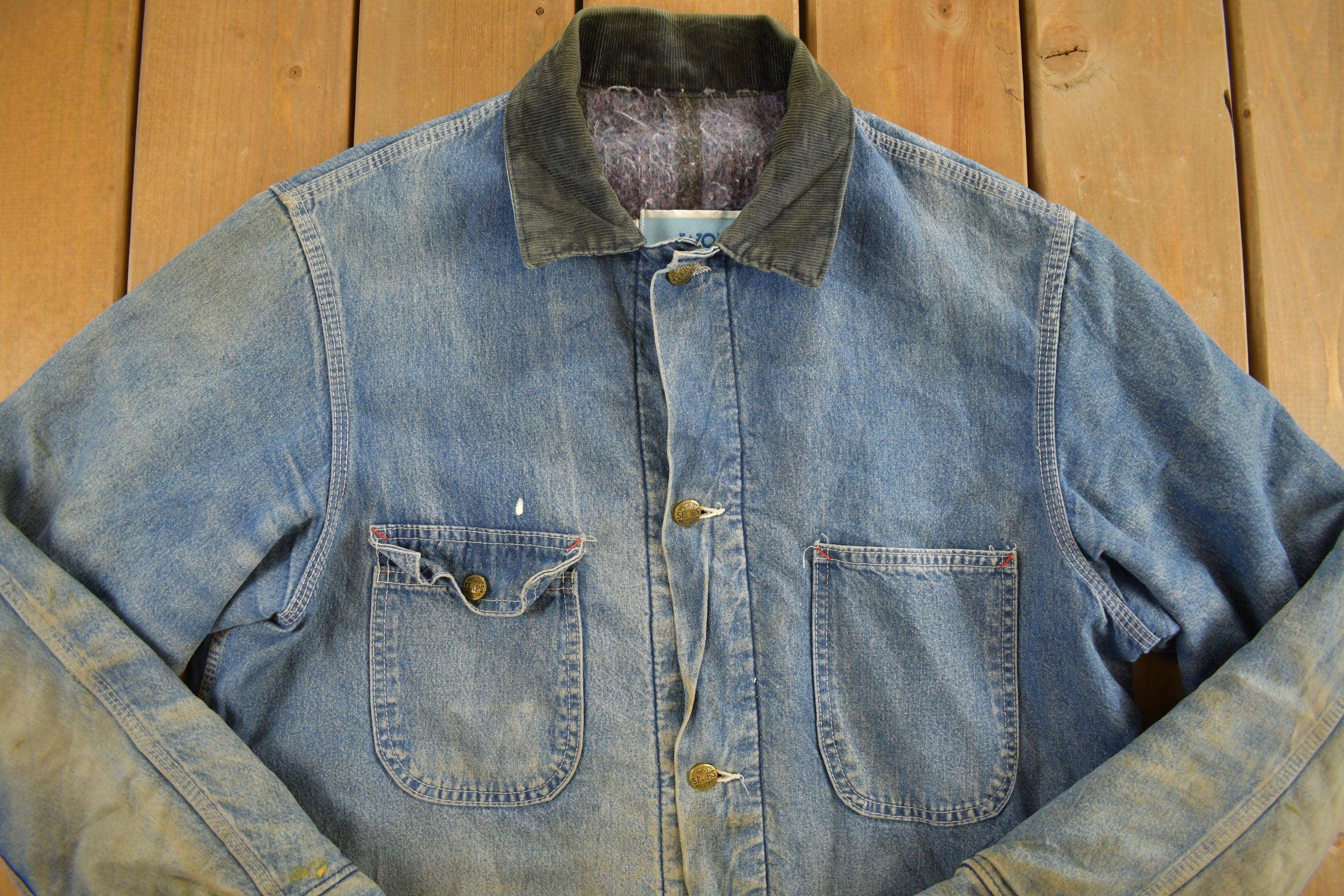 Vintage 1980s Work Leisure Sears Denim Jean Jacket