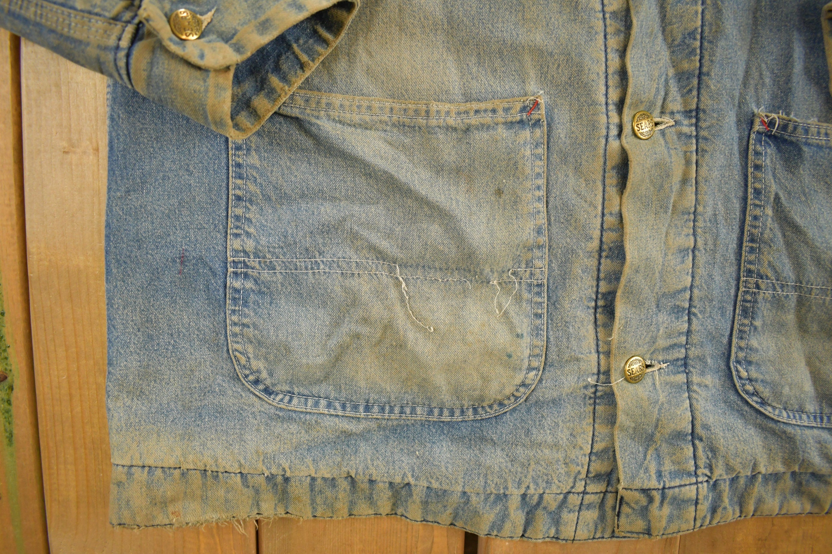 Vintage 1980s Work Leisure Sears Denim Jean Jacket