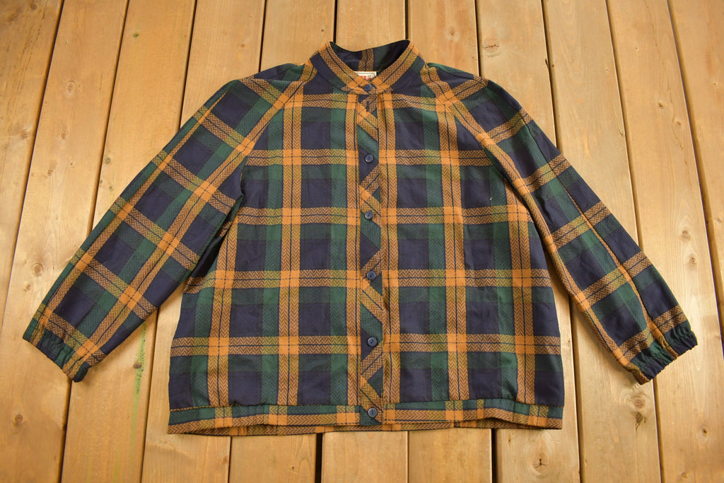 Vintage 1980s Alia Plaid Button Up Jacket
