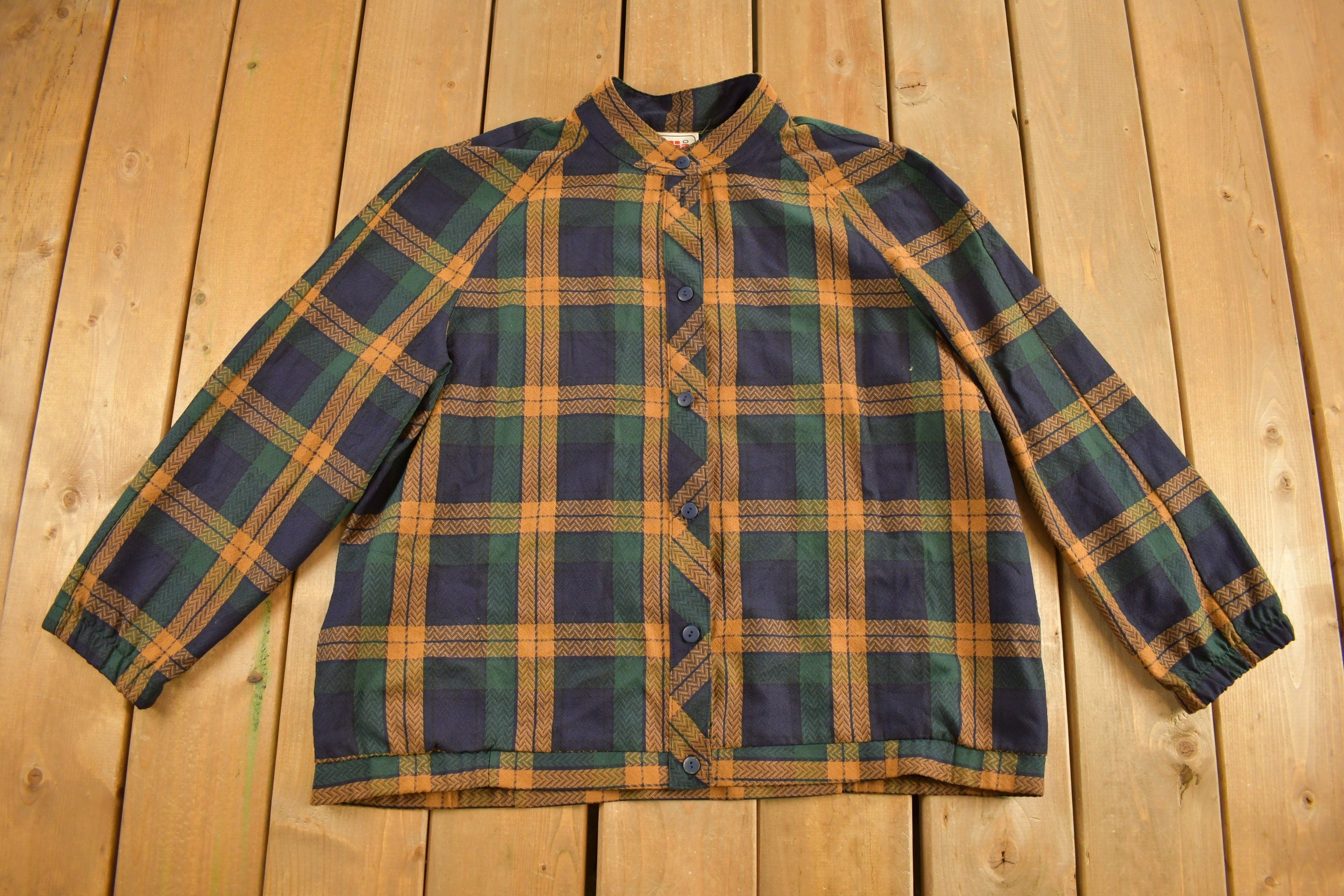 Vintage 1980s Alia Plaid Button Up Jacket