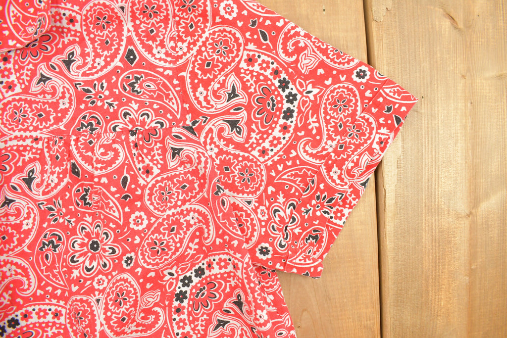 Vintage 1970s Red Paisley Button Up Shirt