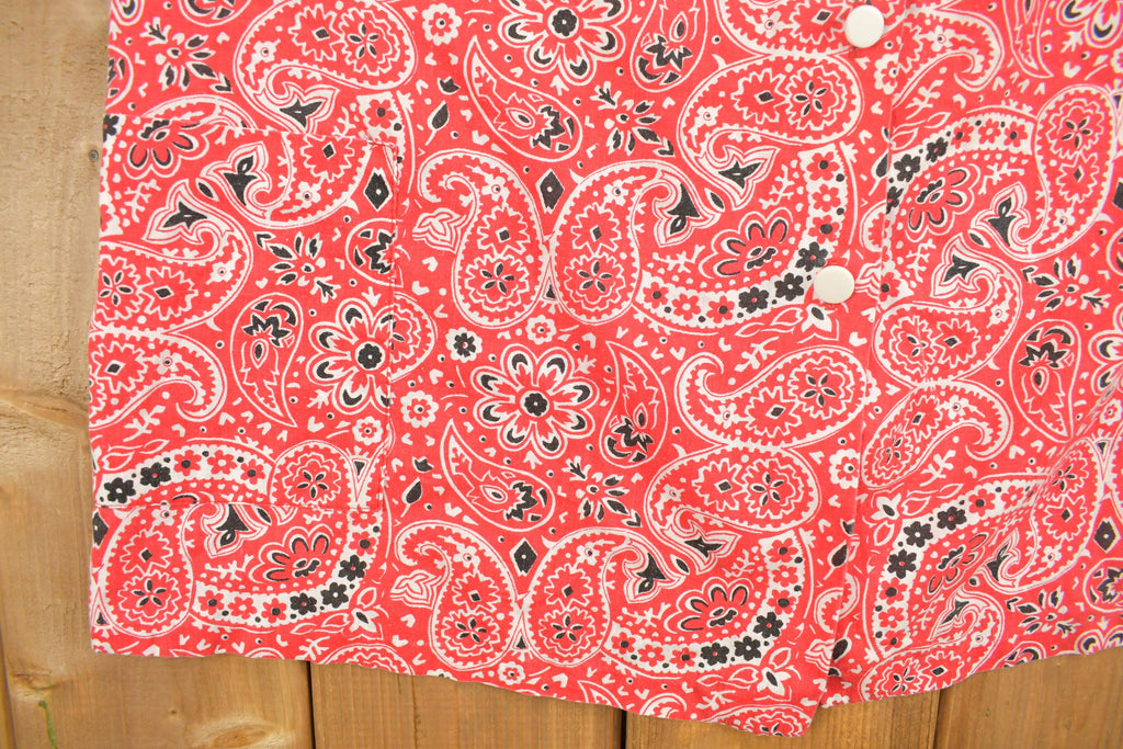 Vintage 1970s Red Paisley Button Up Shirt