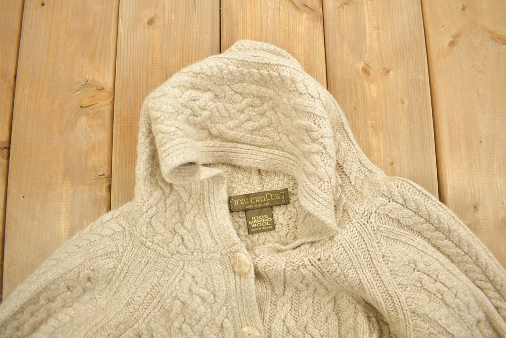 Vintage 1990s 3D Cable Knit Zip Button Up Pullover