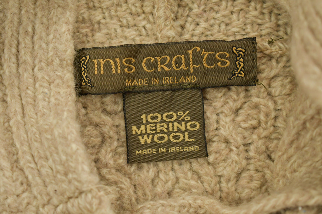 Vintage 1990s 3D Cable Knit Zip Button Up Pullover