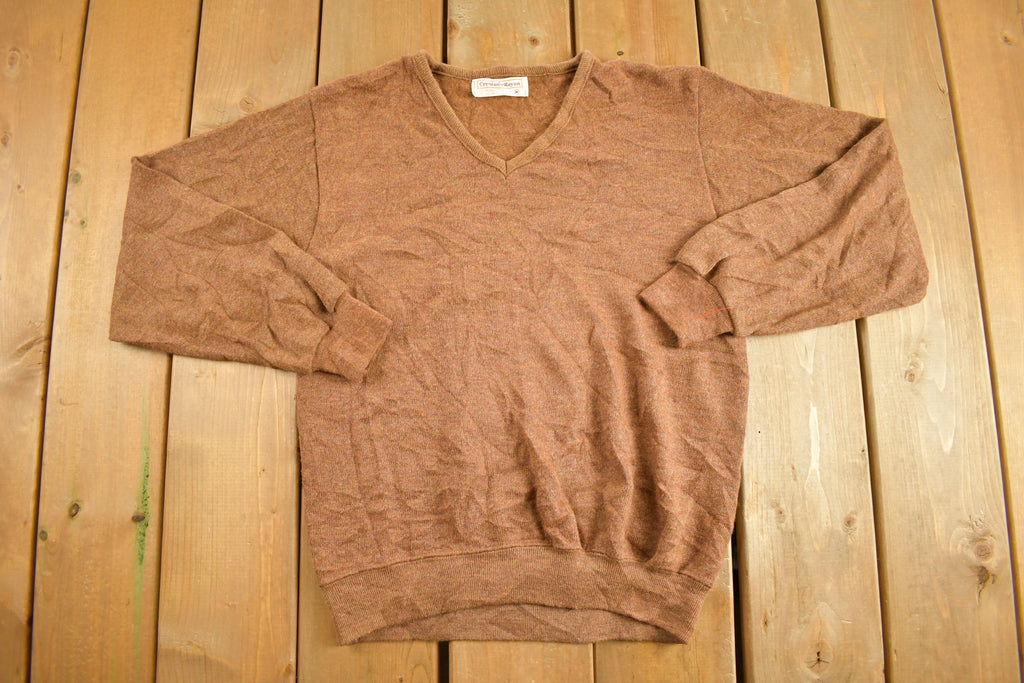 Vintage 1970s Creslan Rayon Knitted V-Neck Sweater