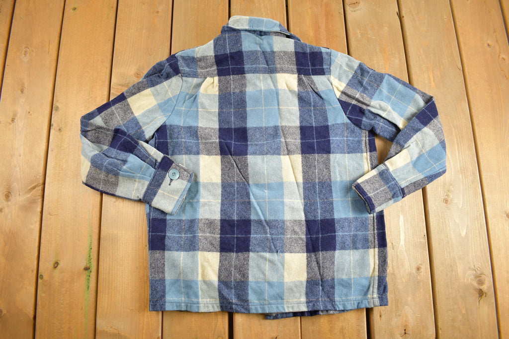 Vintage 1960s Plaid Flannel Button Up Shirt