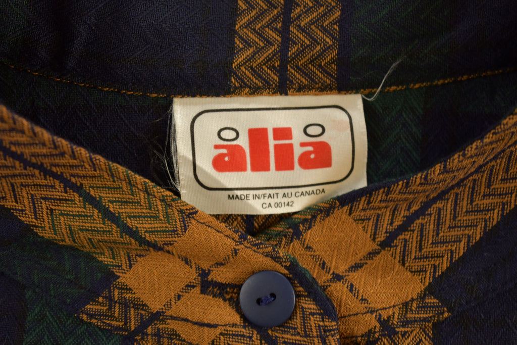 Vintage 1980s Alia Plaid Button Up Jacket