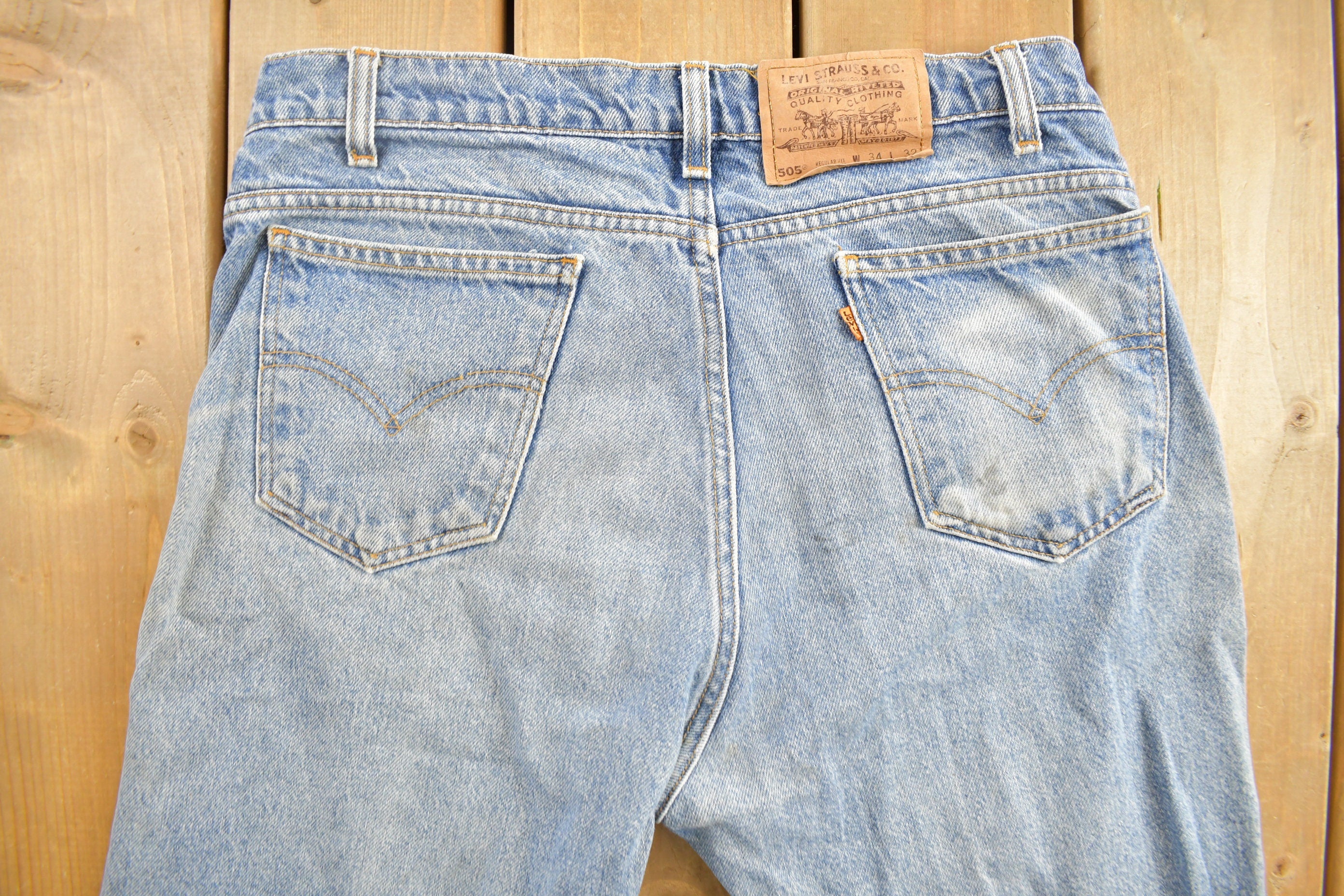 Vintage 1960s Levi's 505 Orange Tab Denim Jeans Size  32 x 31