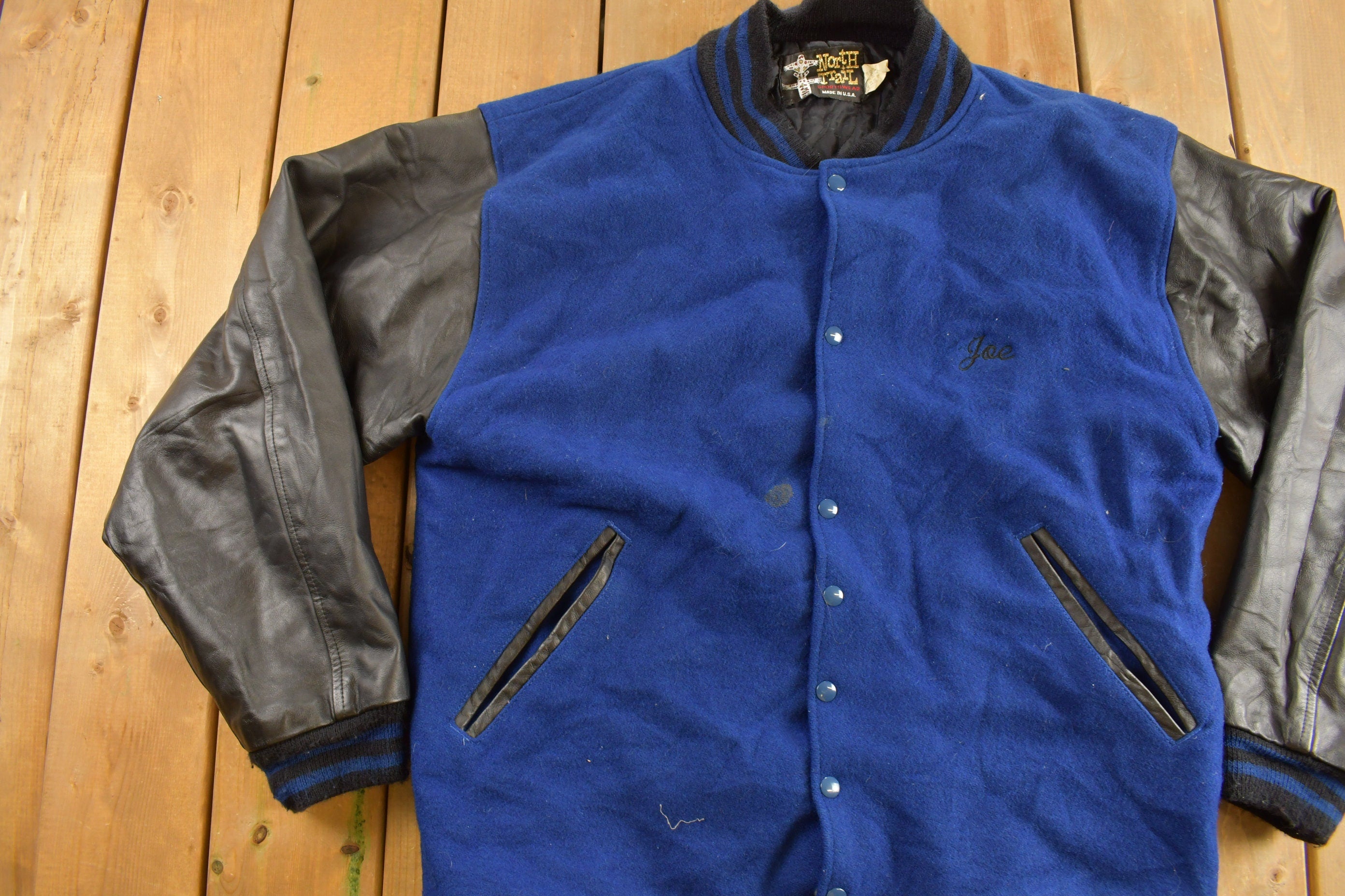 Vintage 1990s "MariNet" Leather Varsity Jacket