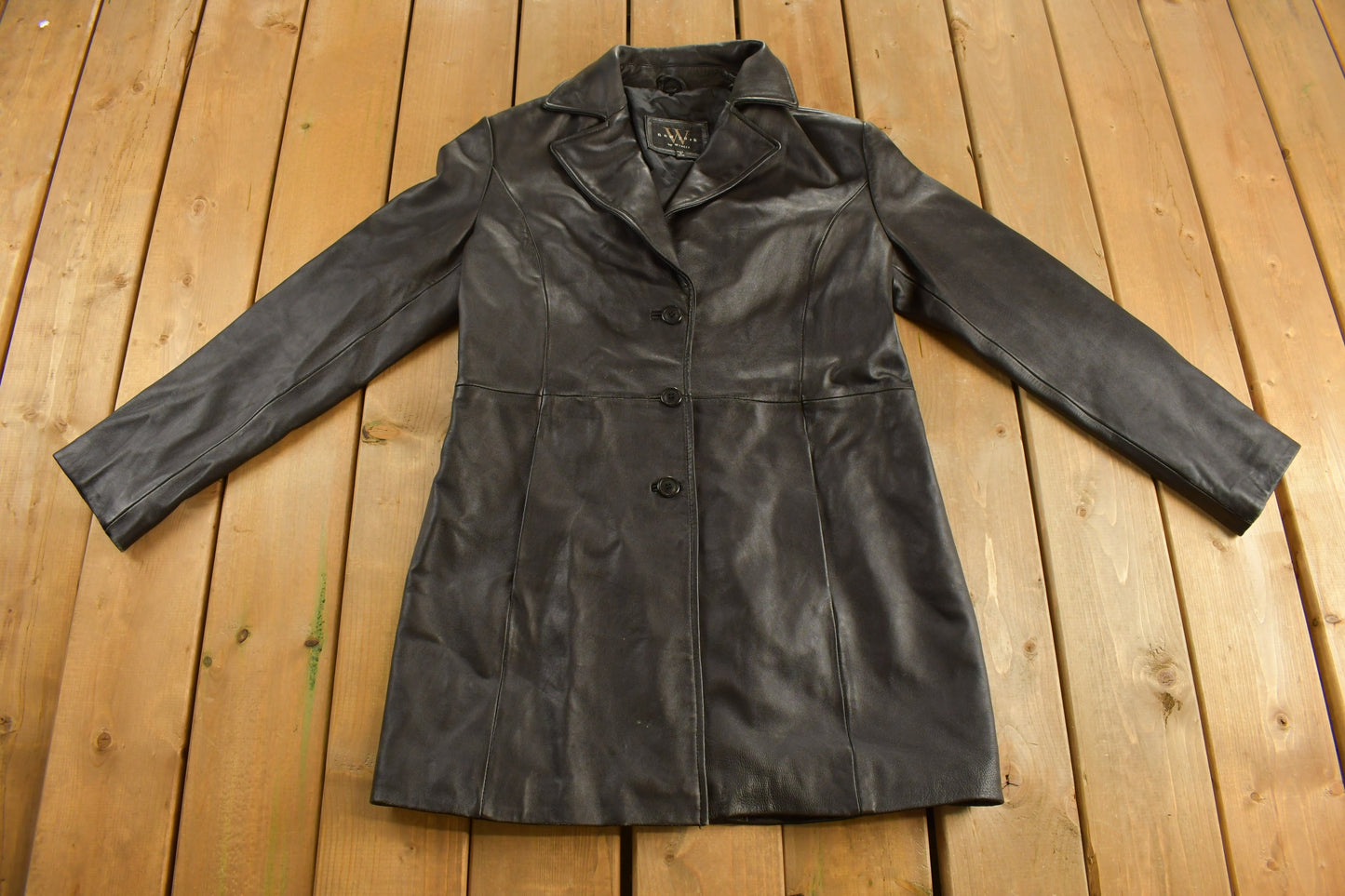 Vintage 1990s Winlit New York Leather Trench Coat / Fall Outerwear / Leather Coat / Winter Outerwear / Streetwear / 90s Leather