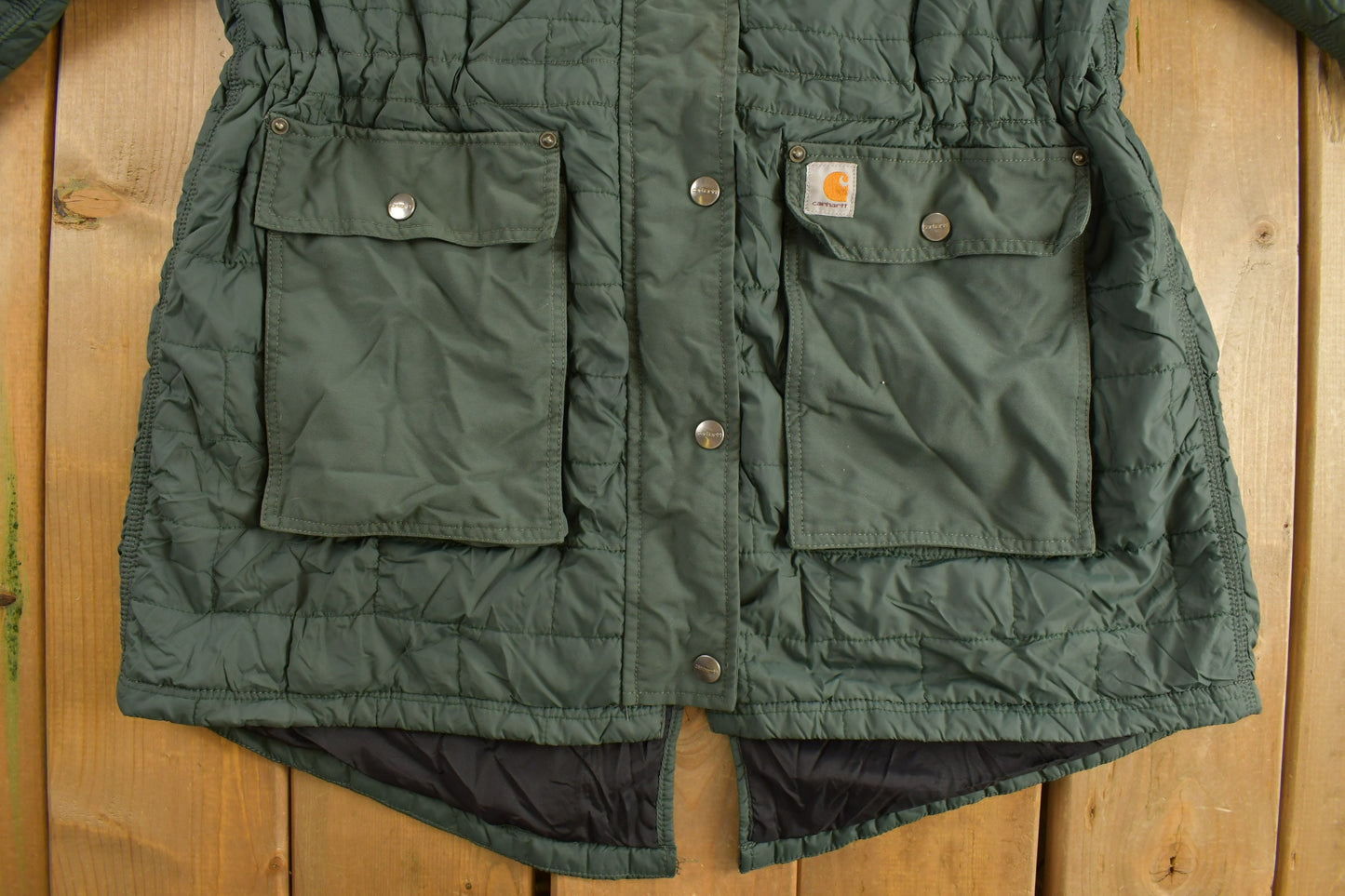 Vintage 1990s Carhartt Puffer Jacket / Workwear / Streetwear / Hooded Jacket / Quilt Lined Jacket / Winter / Snap Button