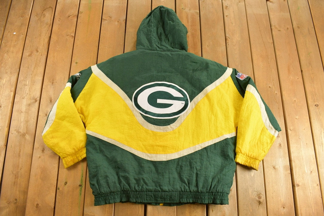 Vintage 1990s Green Bay Packers Apex One Pro Line Puffer Jacket / Vintage Packers / Color Block / Sportswear / Patchwork / Embroidered