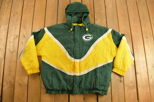 Vintage 1990s Green Bay Packers Apex One Pro Line Puffer Jacket / Vintage Packers / Color Block / Sportswear / Patchwork / Embroidered