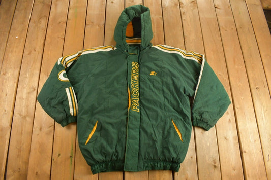 Vintage 1990s Green Bay Packers Pro Line Zip Up Puffer Jacket / Vintage Packers / Color Block / Sportswear / Patchwork / Embroidered