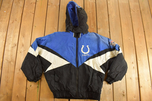 Vintage 1990s Indianapolis Colts Quilted Lined Windbreaker Jacket / Team Logo / Color Block / Streetwear / Colts / Pro Player