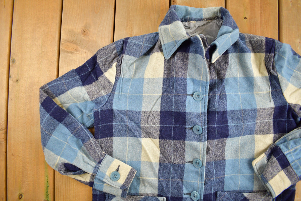 Vintage 1960s Plaid Flannel Button Up Shirt