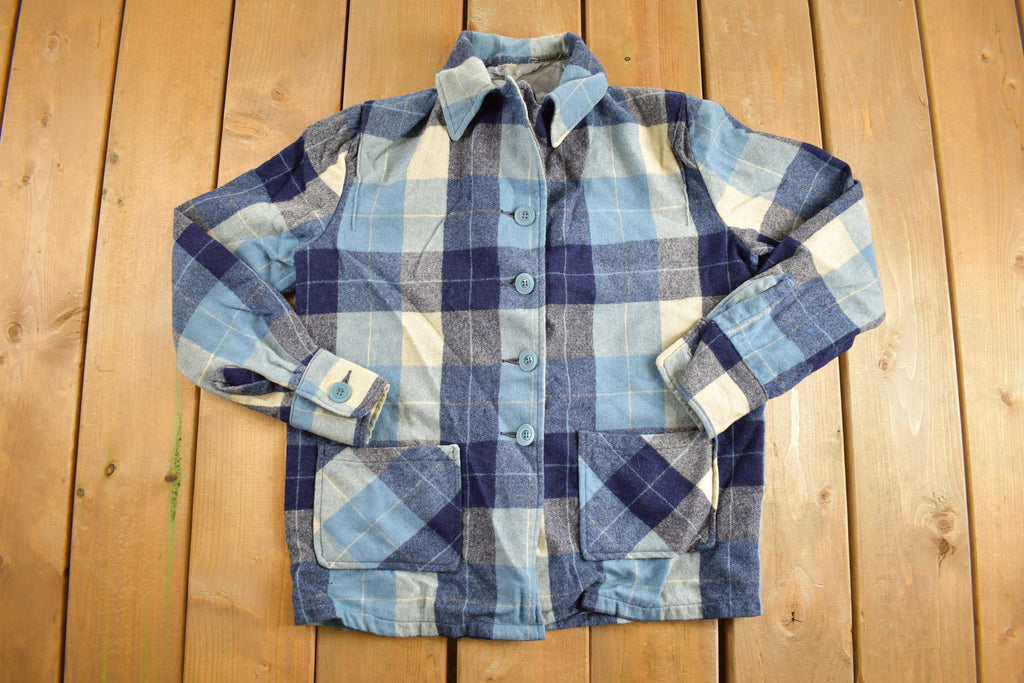 Vintage 1960s Plaid Flannel Button Up Shirt
