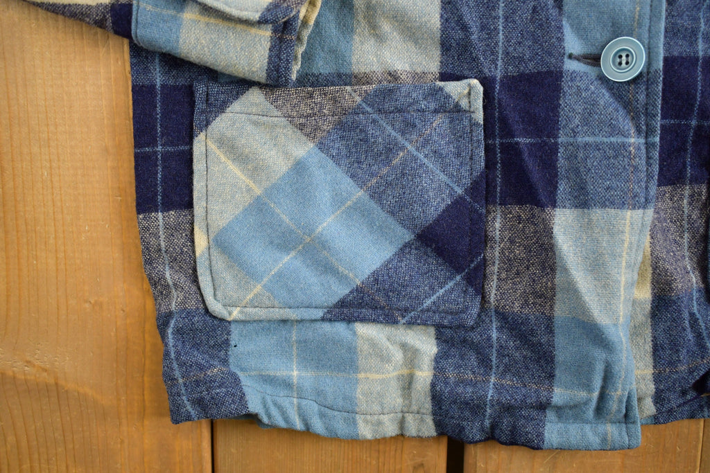 Vintage 1960s Plaid Flannel Button Up Shirt