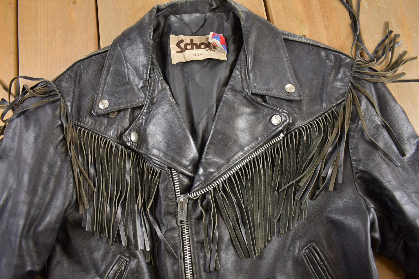 Vintage 1980s Schott NYC Leather Biker Jacket / Schott Biker Jacket / Motorcycle Jacket / Made In USA / Heavyweight