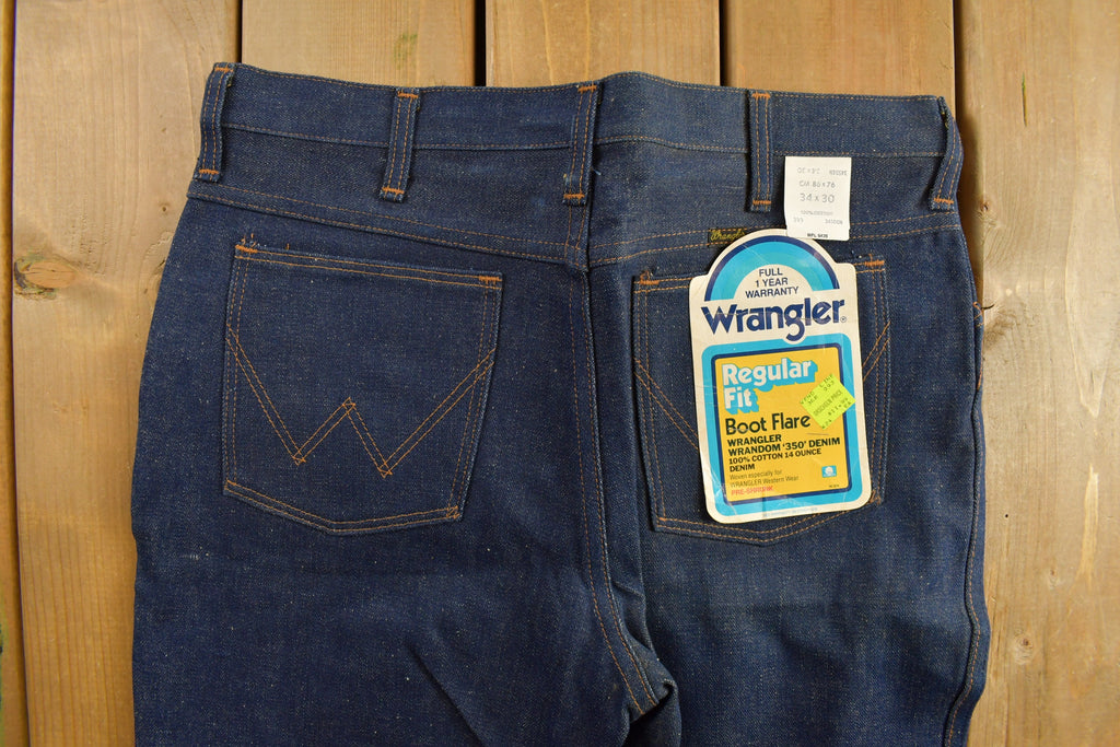 Vintage 1970s Deadstock Wrangler Boot Flare Jeans Size 34 x 29