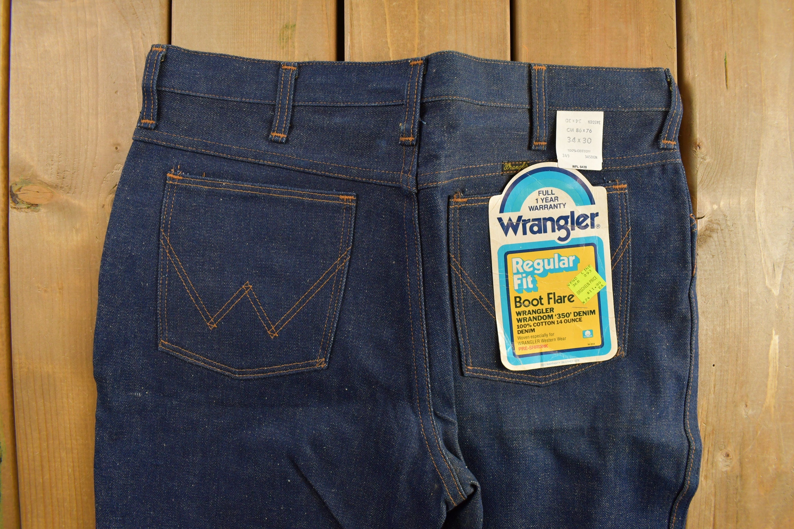 Vintage 1970s Deadstock Wrangler Boot Flare Jeans Size 34 x 29