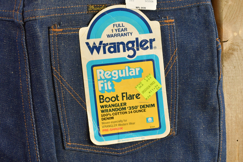 Vintage 1970s Deadstock Wrangler Boot Flare Jeans Size 34 x 29