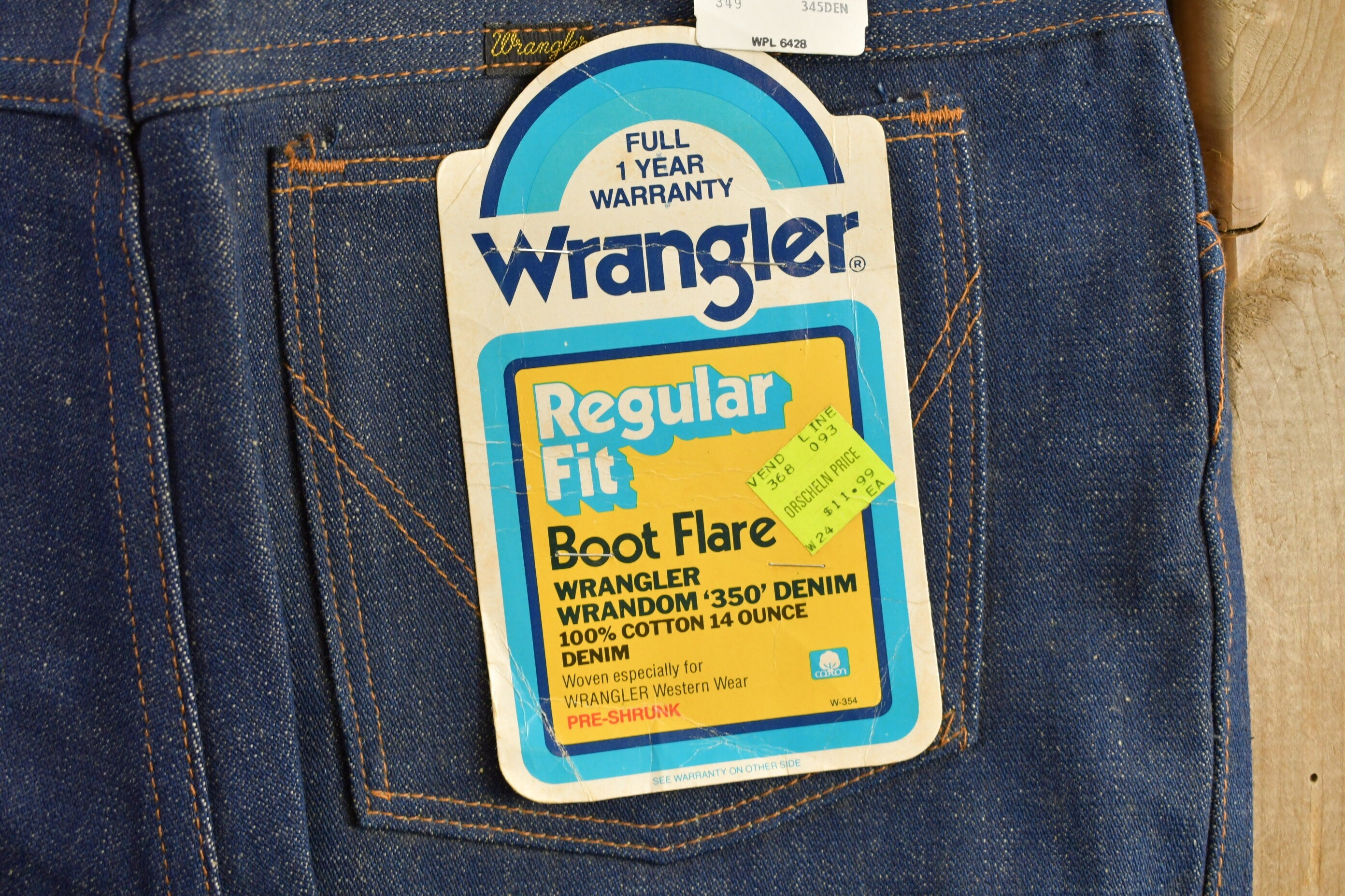 Vintage 1970s Deadstock Wrangler Boot Flare Jeans Size 34 x 29