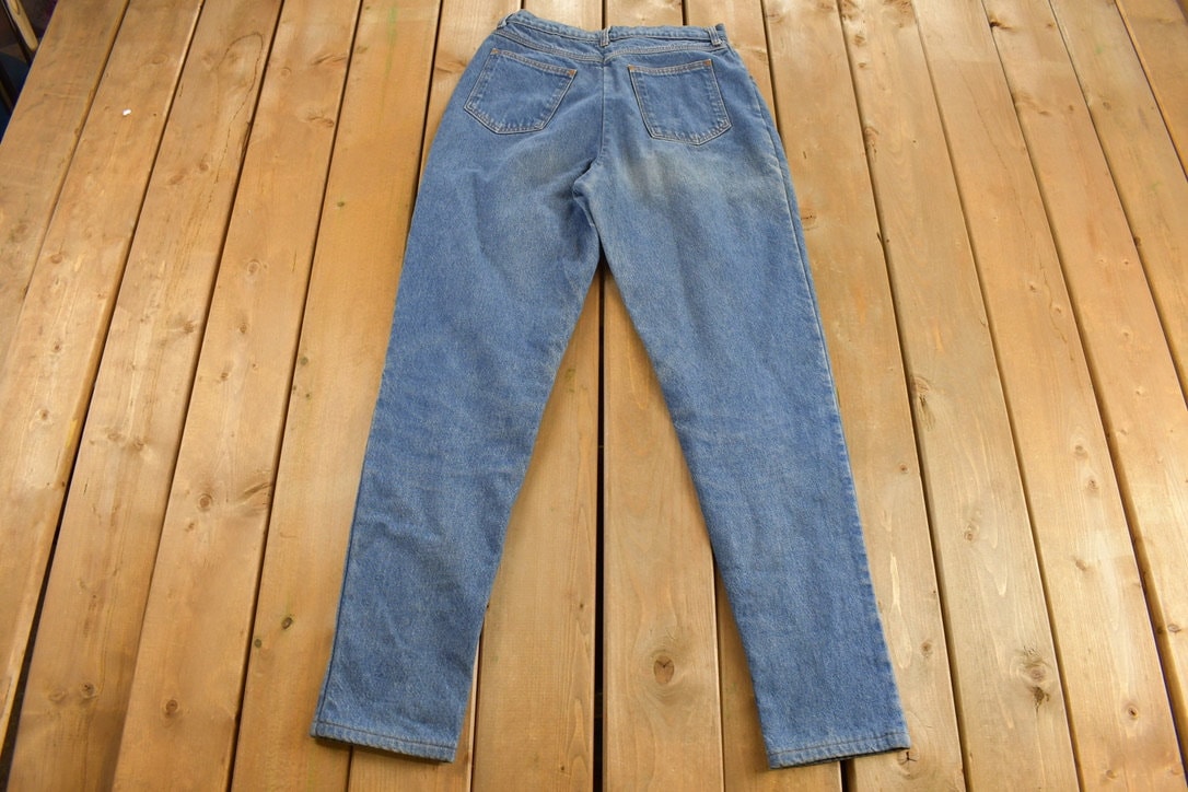 Vintage 1990s Lands End Womens Denim Jeans Size 30 x 34 / Made in USA / 90s Denim / Streetwear / Vintage Pants / Plaid Lining