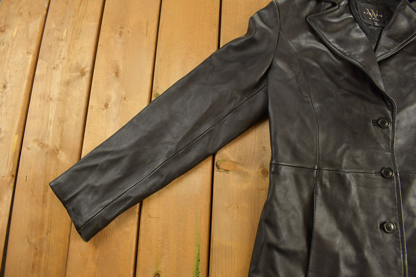 Vintage 1990s Winlit New York Leather Trench Coat / Fall Outerwear / Leather Coat / Winter Outerwear / Streetwear / 90s Leather